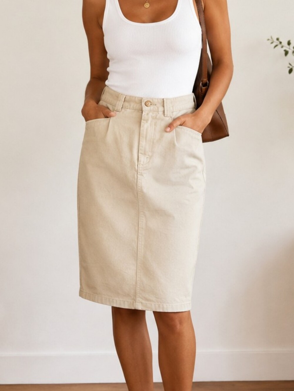 5/$25 V I N T A G E:: Lee Khaki Cotton Pencil Skirt